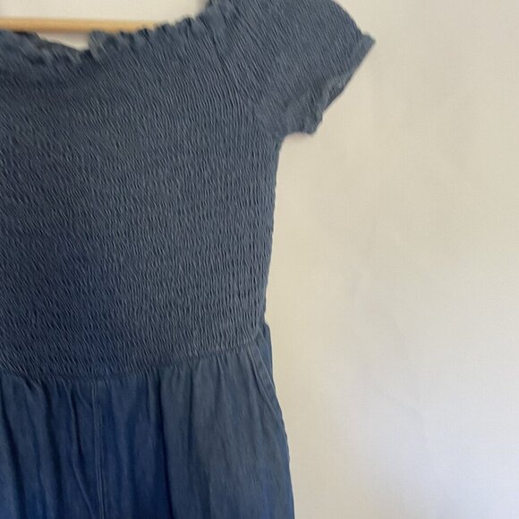 Blue Rain ruched jumpsuit women's size XS cotton denim material off the shoulder - Picture 3 of 8